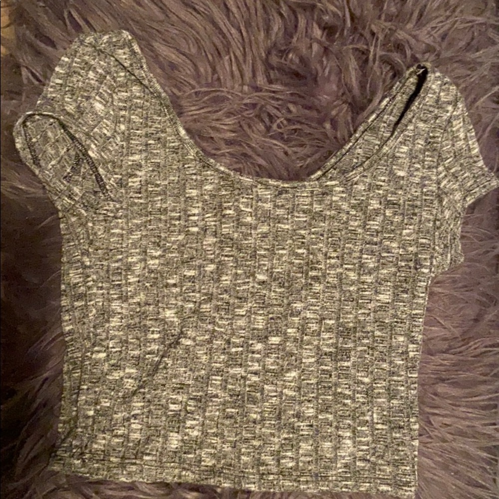Gray Ribbed Crop Top